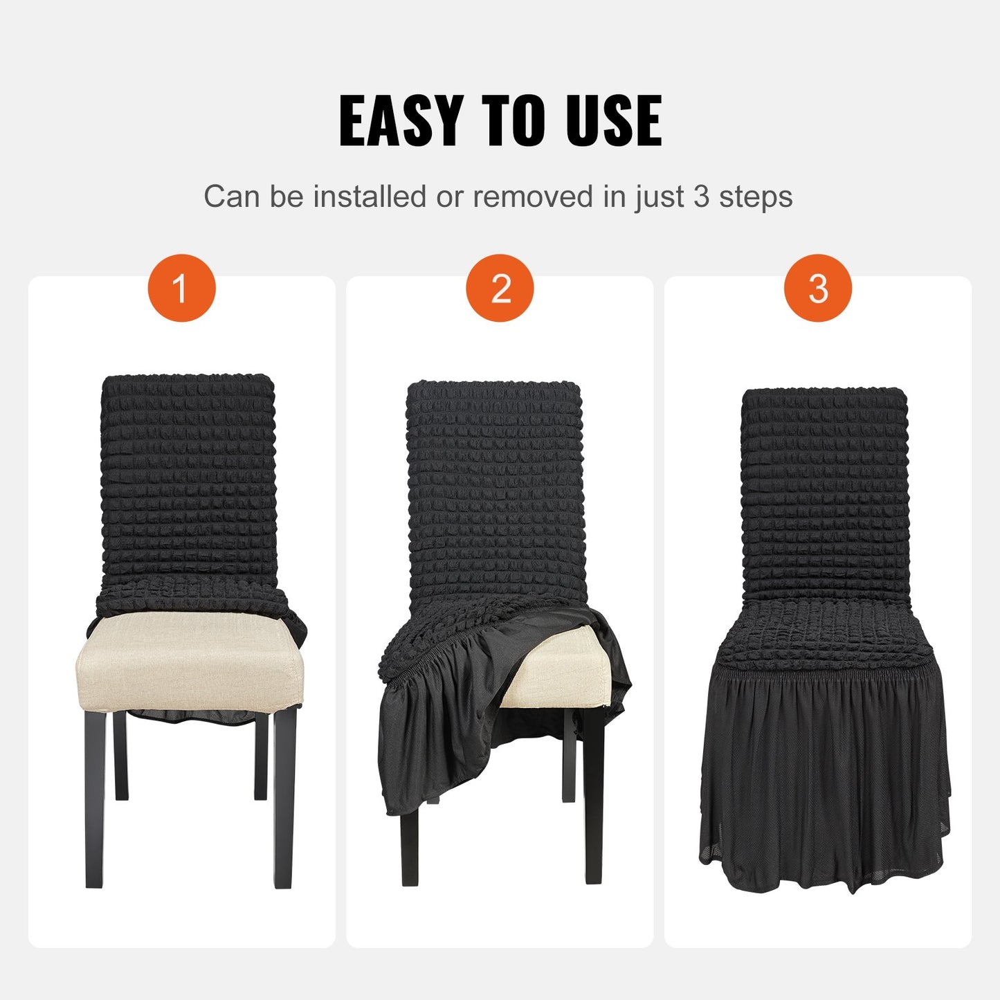 Stretch Spandex Folding Chair Covers, Universal Fitted Chair Cover with Skirt, Removable Washable Protective Slipcovers, for Wedding, Holiday, Banquet, Party, Celebration, Dining (4 PCS Black) - Image 5