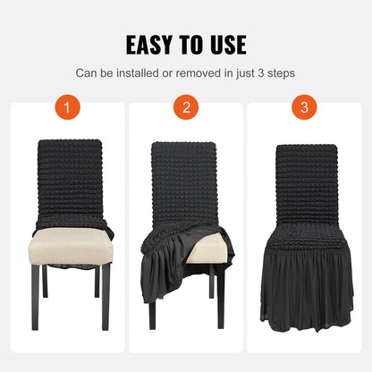 Stretch Spandex Folding Chair Covers, Universal Fitted Chair Cover with Skirt, Removable Washable Protective Slipcovers, for Wedding, Holiday, Banquet, Party, Celebration, Dining (4 PCS Black) - Image 5