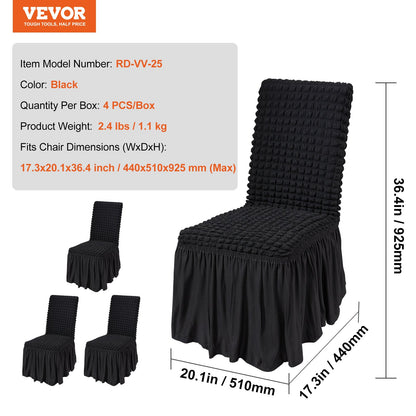 Stretch Spandex Folding Chair Covers, Universal Fitted Chair Cover with Skirt, Removable Washable Protective Slipcovers, for Wedding, Holiday, Banquet, Party, Celebration, Dining (4 PCS Black) - Image 7