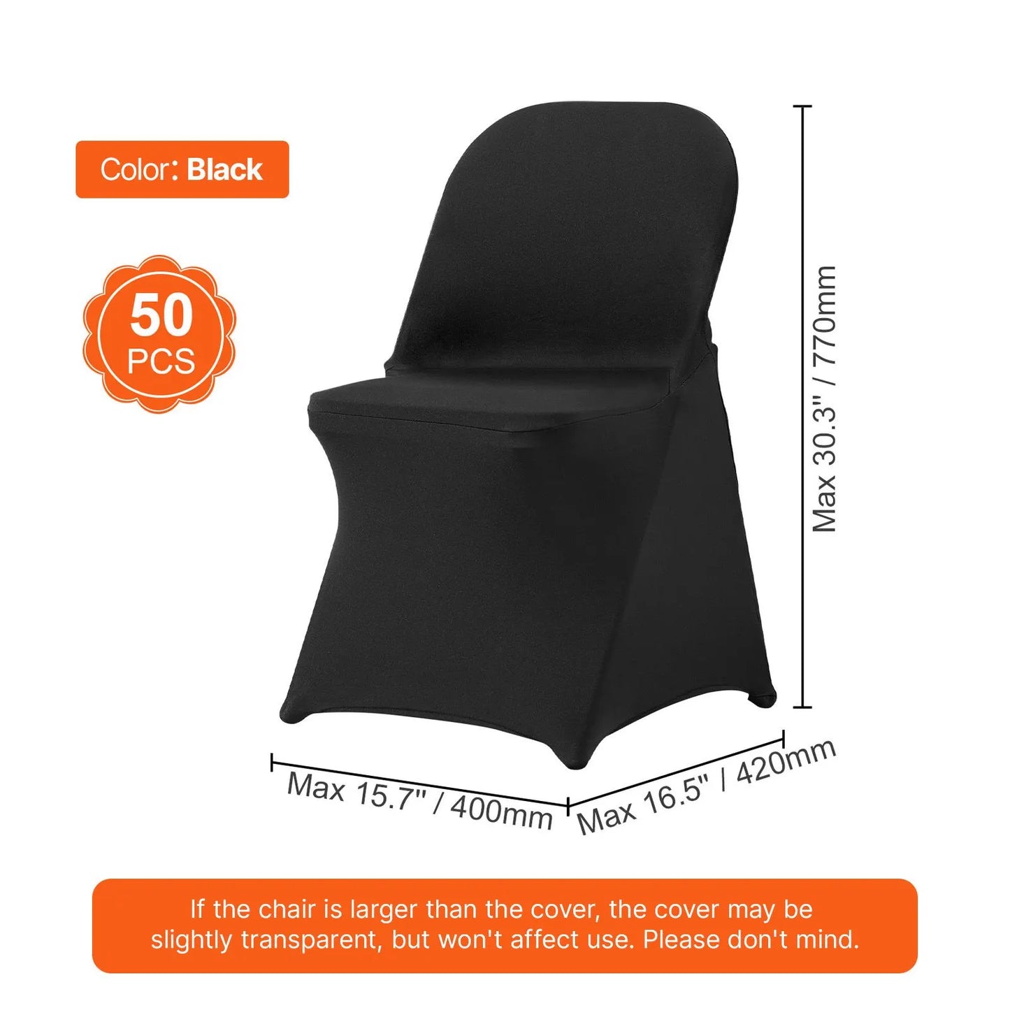 Stretch Spandex Folding Chair Covers, Universal Fitted Chair Cover, Removable Washable Protective Slipcovers, for Wedding, Holiday, Banquet, Party, Celebration, Dining (50PCS Black) - Image 7