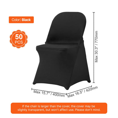 Stretch Spandex Folding Chair Covers, Universal Fitted Chair Cover, Removable Washable Protective Slipcovers, for Wedding, Holiday, Banquet, Party, Celebration, Dining (50PCS Black) - Image 7