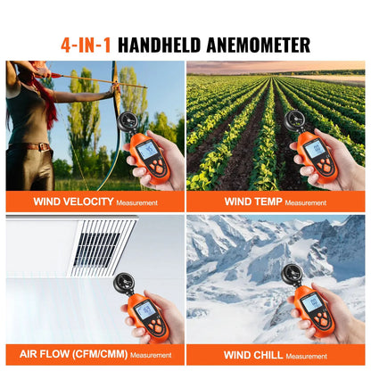 Handheld Anemometer, -10℃ to 45℃, Digital Wind Speed Meter Gauge with LED Backlight Screen, Measures Wind Velocity Wind Temperature Air Flow Wind Chill, for Sailing Surfing Drone Flying HVAC - Image 2