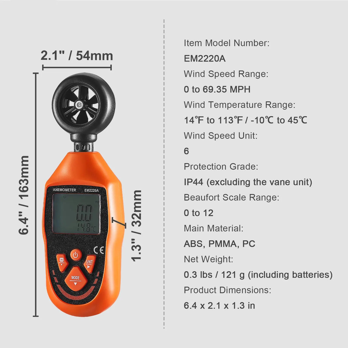 Handheld Anemometer, -10℃ to 45℃, Digital Wind Speed Meter Gauge with LED Backlight Screen, Measures Wind Velocity Wind Temperature Air Flow Wind Chill, for Sailing Surfing Drone Flying HVAC - Image 7
