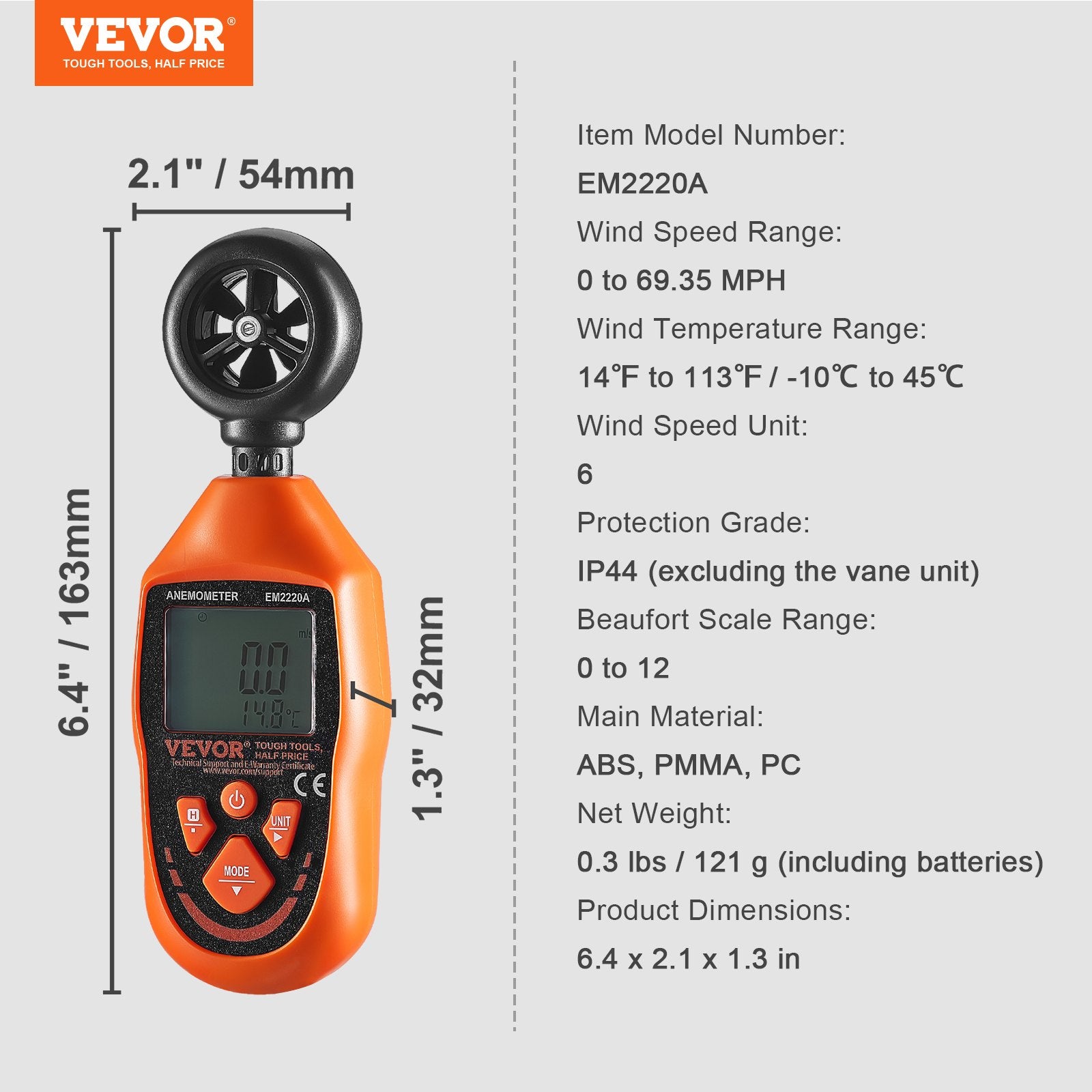 Handheld Anemometer, -10℃ to 45℃, Digital Wind Speed Meter Gauge with LED Backlight Screen, Measures Wind Velocity Wind Temperature Air Flow Wind Chill, for Sailing Surfing Drone Flying HVAC - Image 7