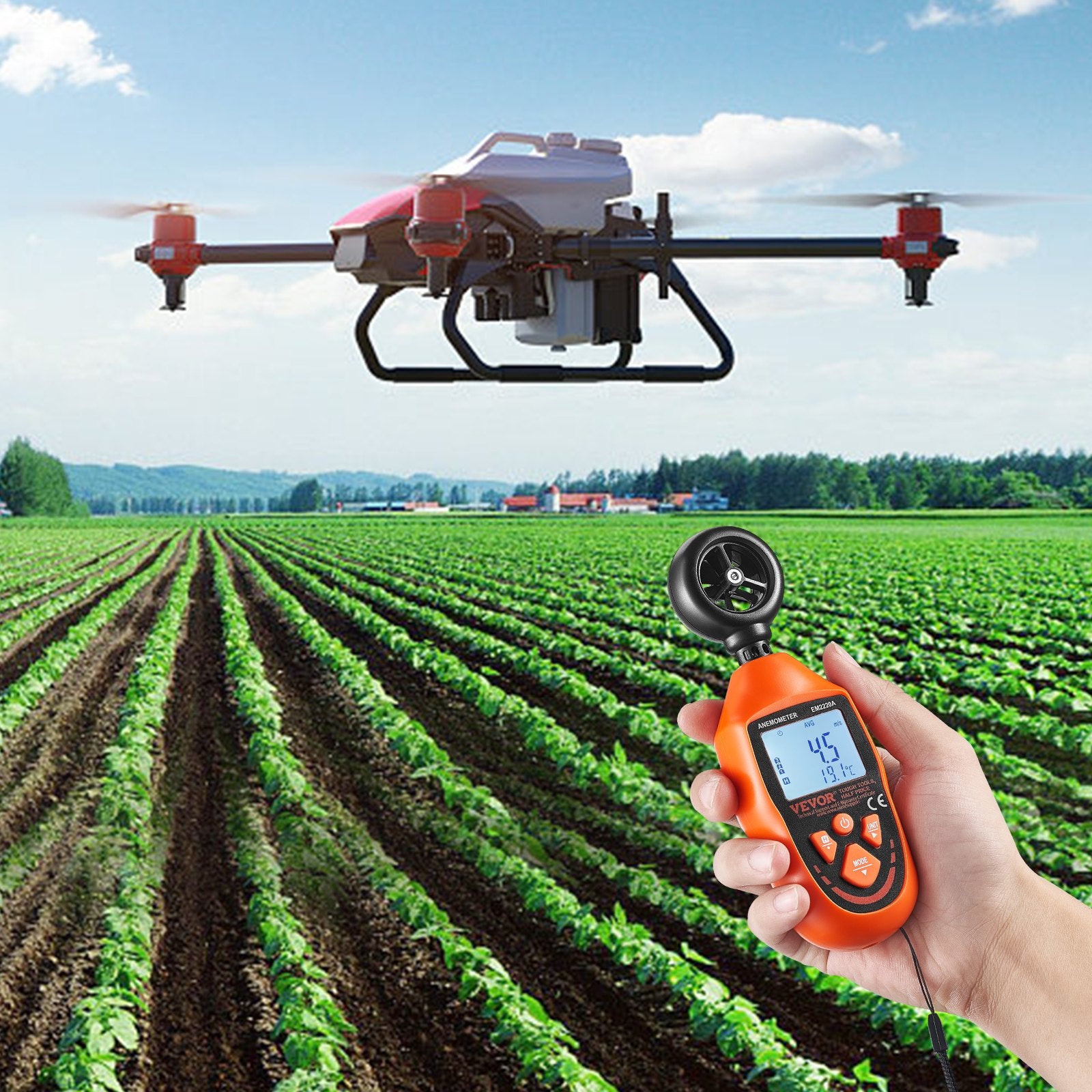 Handheld Anemometer, -10℃ to 45℃, Digital Wind Speed Meter Gauge with LED Backlight Screen, Measures Wind Velocity Wind Temperature Air Flow Wind Chill, for Sailing Surfing Drone Flying HVAC - Image 8