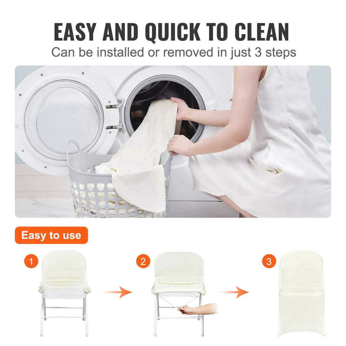 Stretch Spandex Folding Chair Covers, Universal Fitted Chair Cover, Removable Washable Protective Slipcovers, for Wedding, Holiday, Banquet, Party, Celebration, Dining (30PCS Ivory White) - Image 4
