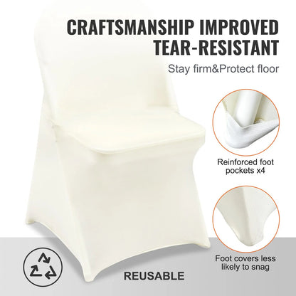 Stretch Spandex Folding Chair Covers, Universal Fitted Chair Cover, Removable Washable Protective Slipcovers, for Wedding, Holiday, Banquet, Party, Celebration, Dining (30PCS Ivory White) - Image 5