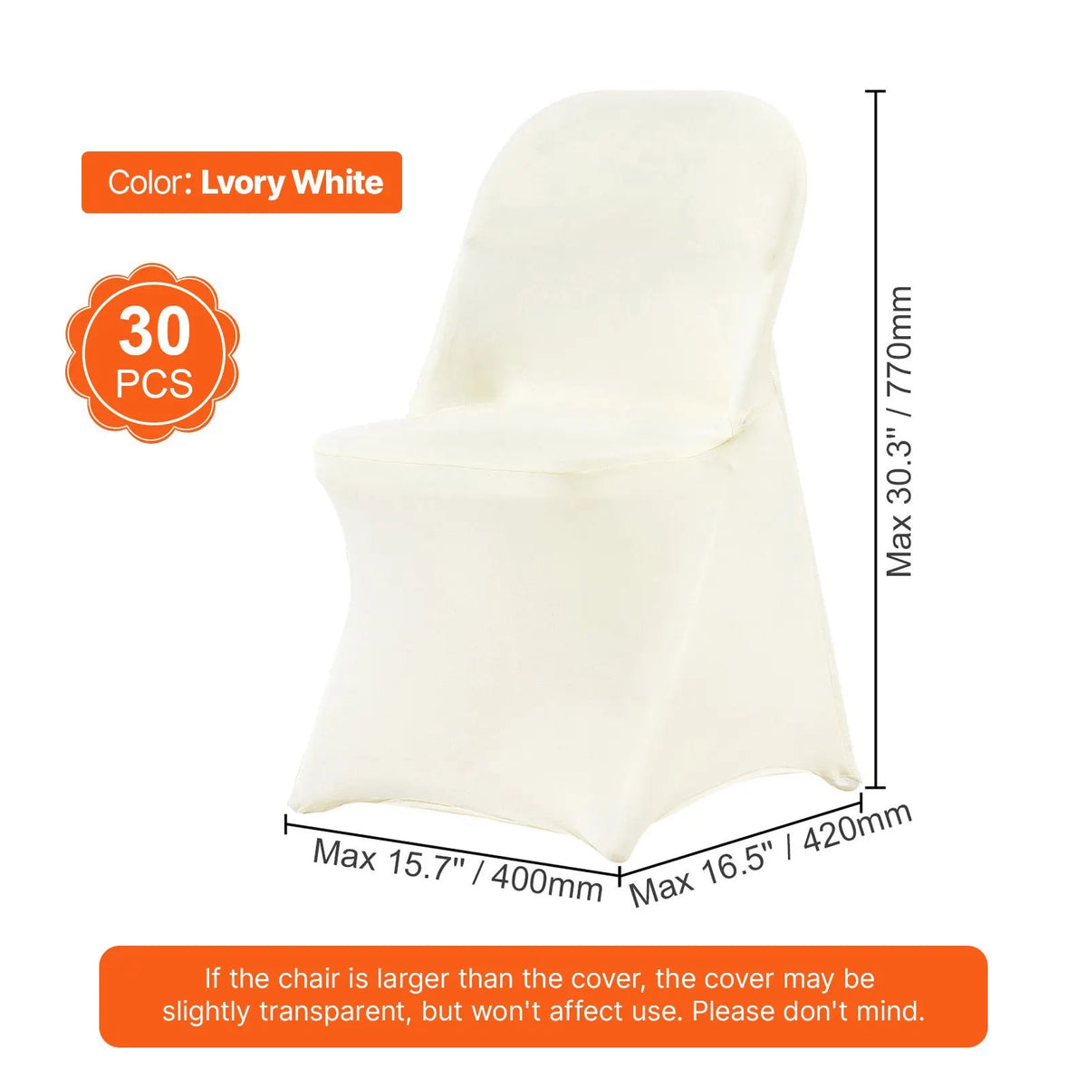Stretch Spandex Folding Chair Covers, Universal Fitted Chair Cover, Removable Washable Protective Slipcovers, for Wedding, Holiday, Banquet, Party, Celebration, Dining (30PCS Ivory White) - Image 7