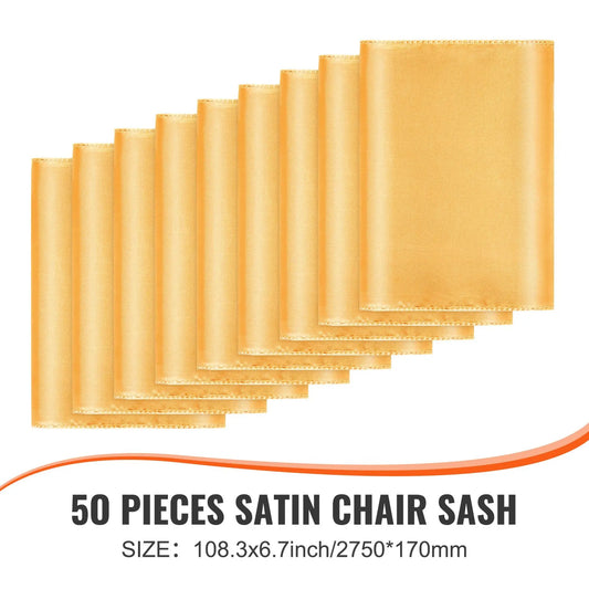 Stretch Spandex Chair Sashes Bows, Chair Slipcover and Stretch Chair Sash, Elastic Chair Bands, Fitting Wedding, Holiday, Banquet, Party, Celebration Chair Decoration (50 PCS Gold) - Image 2