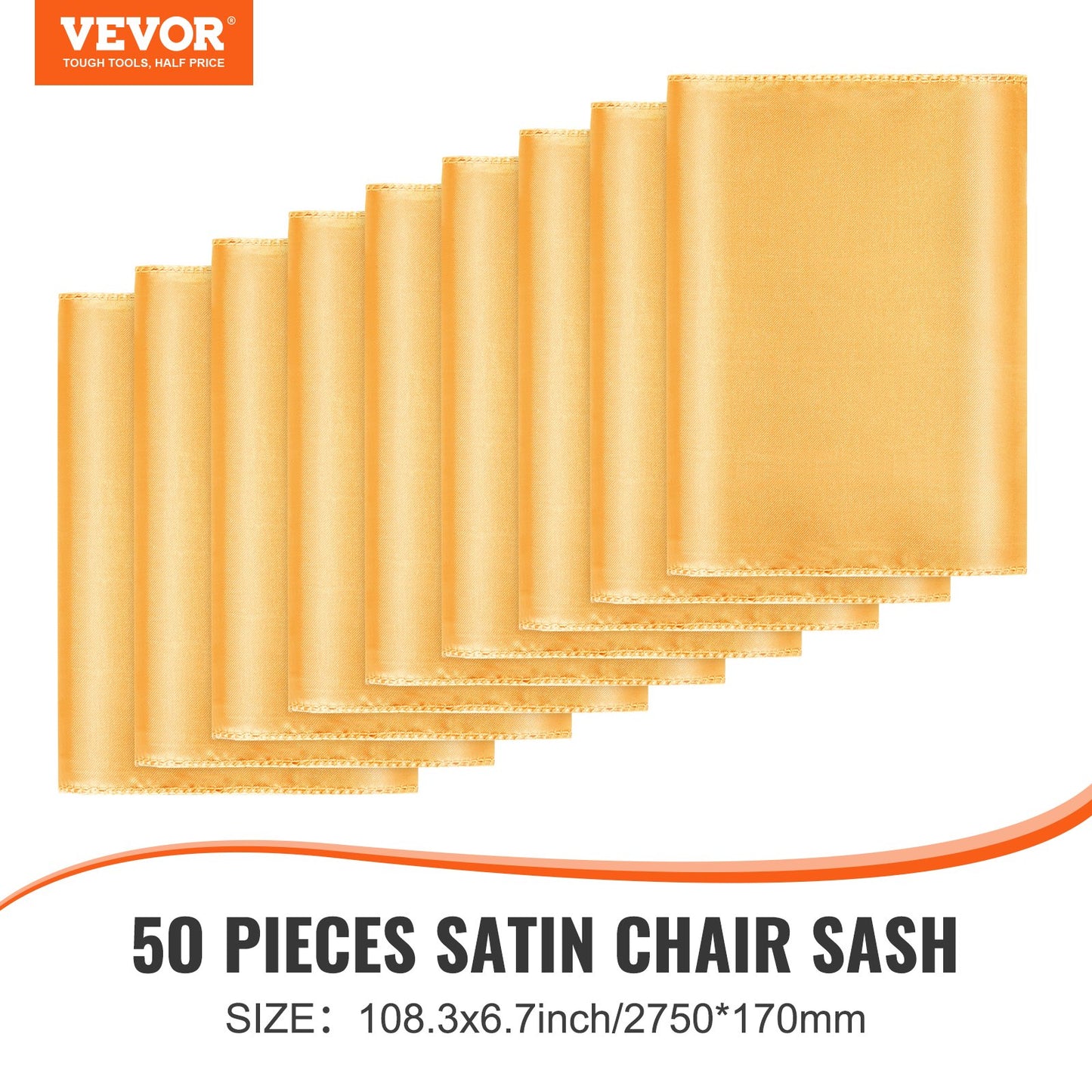 Stretch Spandex Chair Sashes Bows, Chair Slipcover and Stretch Chair Sash, Elastic Chair Bands, Fitting Wedding, Holiday, Banquet, Party, Celebration Chair Decoration (50 PCS Gold) - Image 2