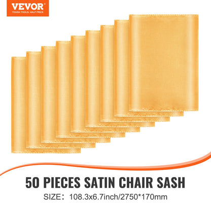 Stretch Spandex Chair Sashes Bows, Chair Slipcover and Stretch Chair Sash, Elastic Chair Bands, Fitting Wedding, Holiday, Banquet, Party, Celebration Chair Decoration (50 PCS Gold) - Image 2