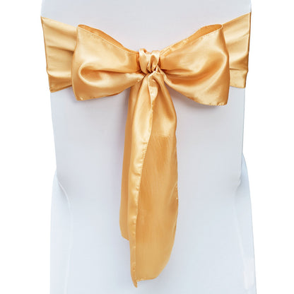 Stretch Spandex Chair Sashes Bows, Chair Slipcover and Stretch Chair Sash, Elastic Chair Bands, Fitting Wedding, Holiday, Banquet, Party, Celebration Chair Decoration (50 PCS Gold) - Image 9