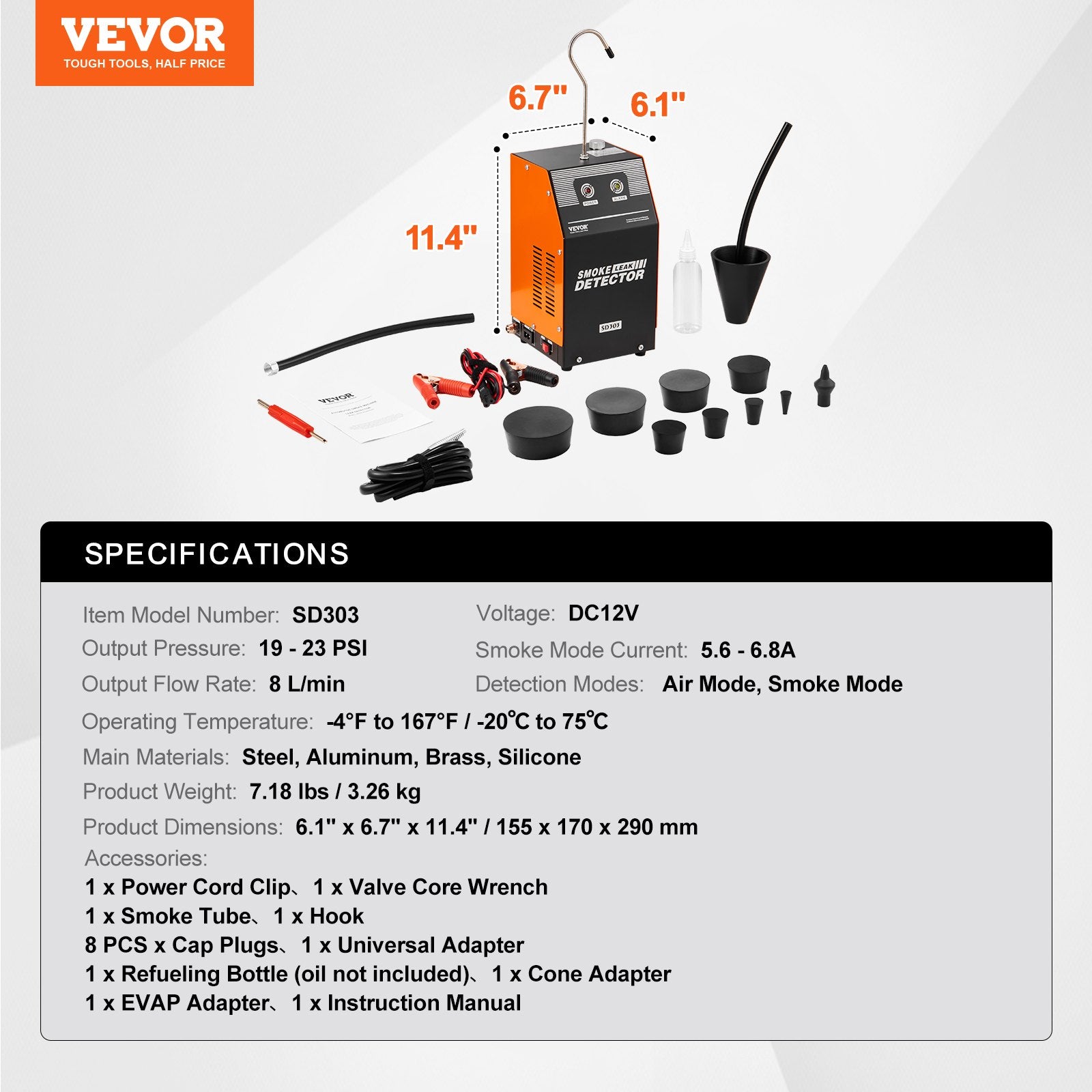 Automotive Smoke Machine Leak Detector, EVAP Smoke Machine Leak Tester with Built-in Air Pump, Dual-Mode Vacuum Pipeline Fuel Diagnostic Detector for DC12V Cars, Motorcycles, Trucks, Boats, ATVs - Image 7