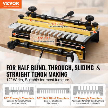 Dovetail Jig, 310 mm Width, Dove Tailing Router Jigs with 4 Router Bits & 6 Templates, Precise Alignment Dove Tail Jig, Mortise and Tenon Woodworking Tools for Furniture & Wood Cabinet Making - Image 2