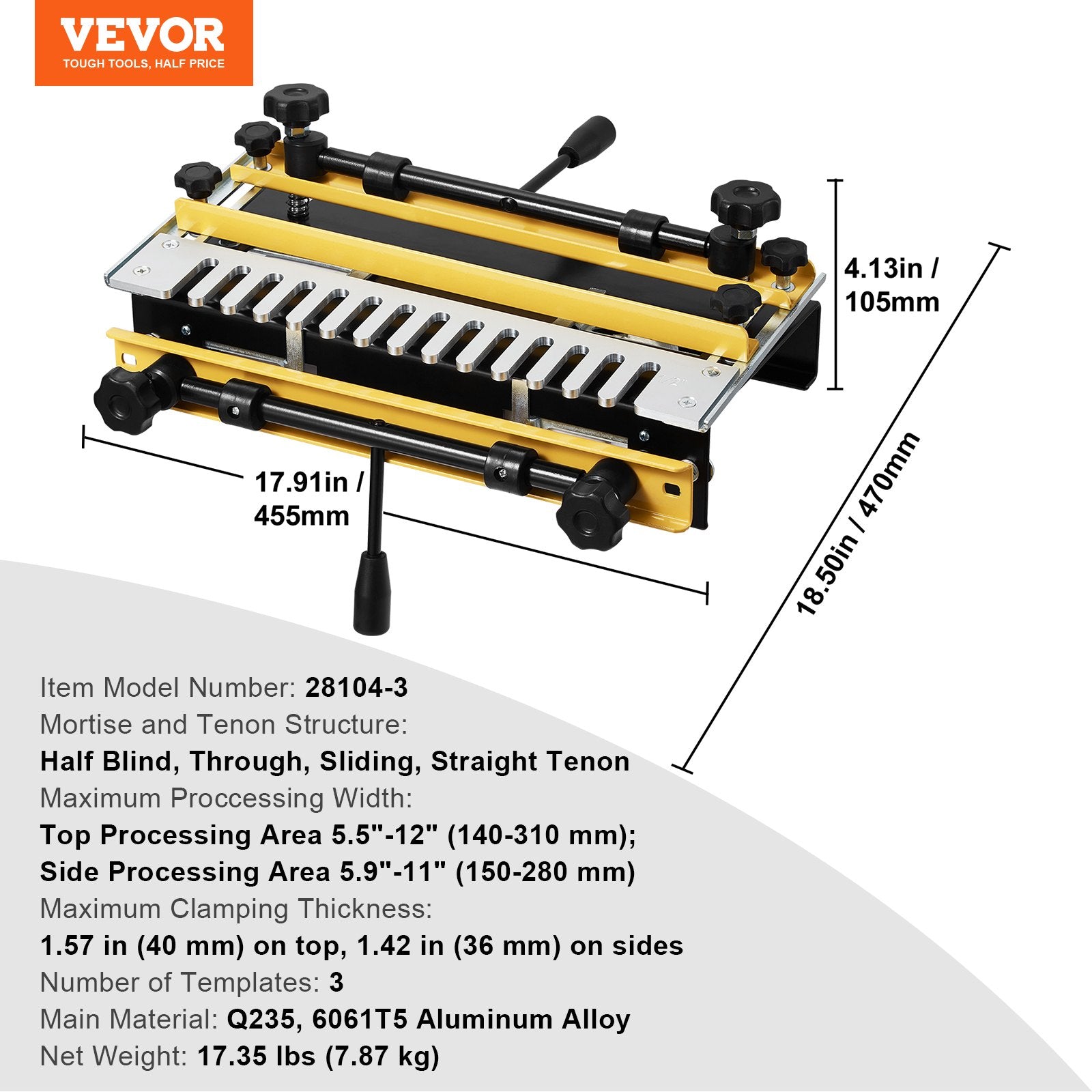 Dovetail Jig, 310 mm Width, Dove Tailing Router Jigs with 4 Router Bits & 6 Templates, Precise Alignment Dove Tail Jig, Mortise and Tenon Woodworking Tools for Furniture & Wood Cabinet Making - Image 7
