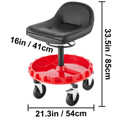 Shop Stool, 135 kg Rolling Garage Stool, 56 cm to 66 cm Adjustable Height Mobile Rolling Gear Seat, Round Tray Garage Pneumatic Stool, All-Terrain 12.7 cm Casters with Two Brakes Mechanic Seat - Image 8