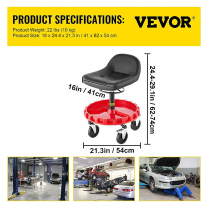 Shop Stool, 135 kg Rolling Garage Stool, 56 cm to 66 cm Adjustable Height Mobile Rolling Gear Seat, Round Tray Garage Pneumatic Stool, All-Terrain 12.7 cm Casters with Two Brakes Mechanic Seat - Image 7