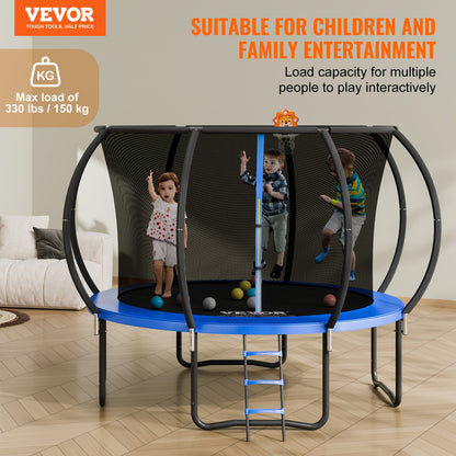 10FT Trampoline, 330 lbs Trampoline with Enclosure Net, Ladder, and Curved Pole, Heavy Duty Trampoline with Jumping Mat and Spring Cover Padding, Outdoor Recreational Trampolines for Kids Adults - Image 2