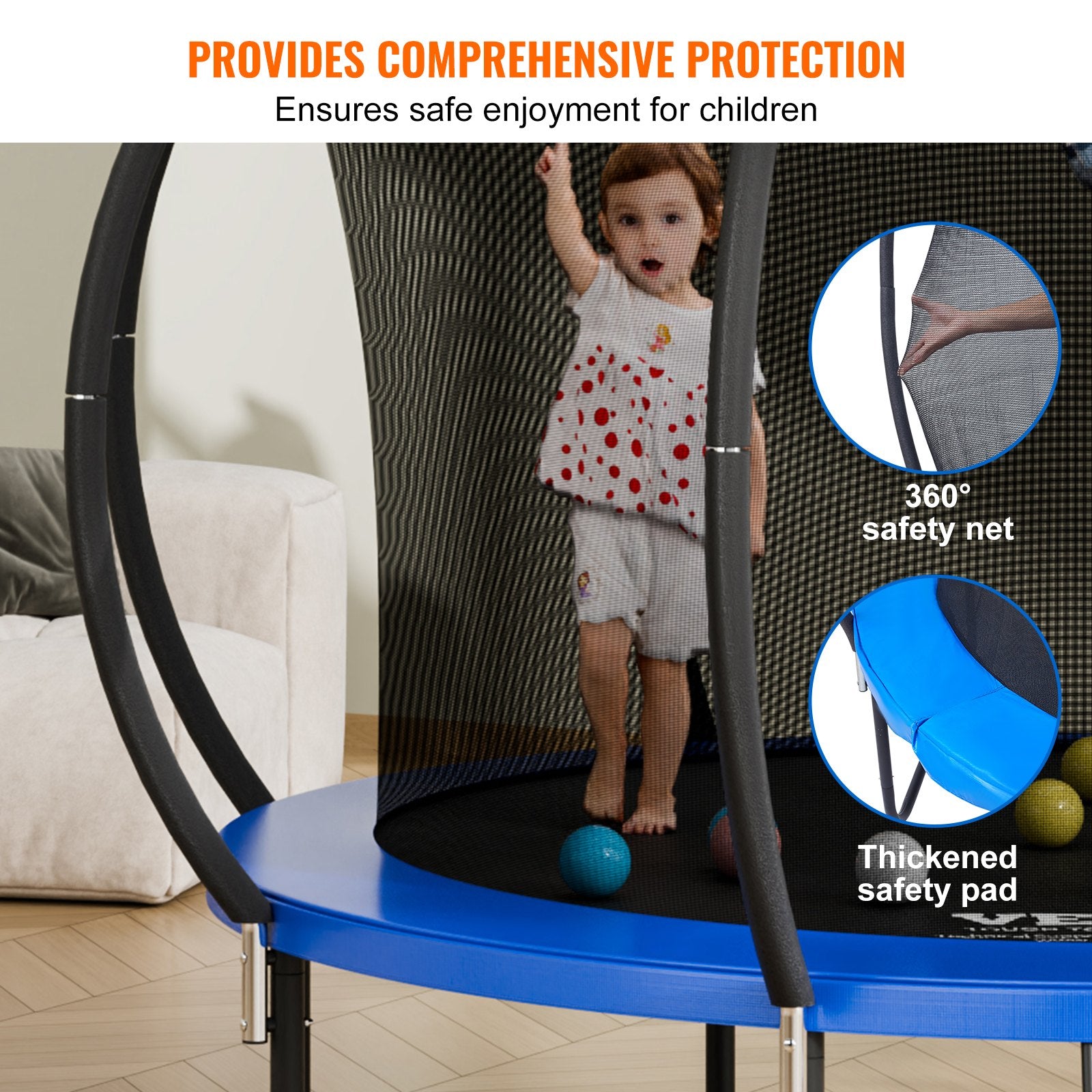 10FT Trampoline, 330 lbs Trampoline with Enclosure Net, Ladder, and Curved Pole, Heavy Duty Trampoline with Jumping Mat and Spring Cover Padding, Outdoor Recreational Trampolines for Kids Adults - Image 5