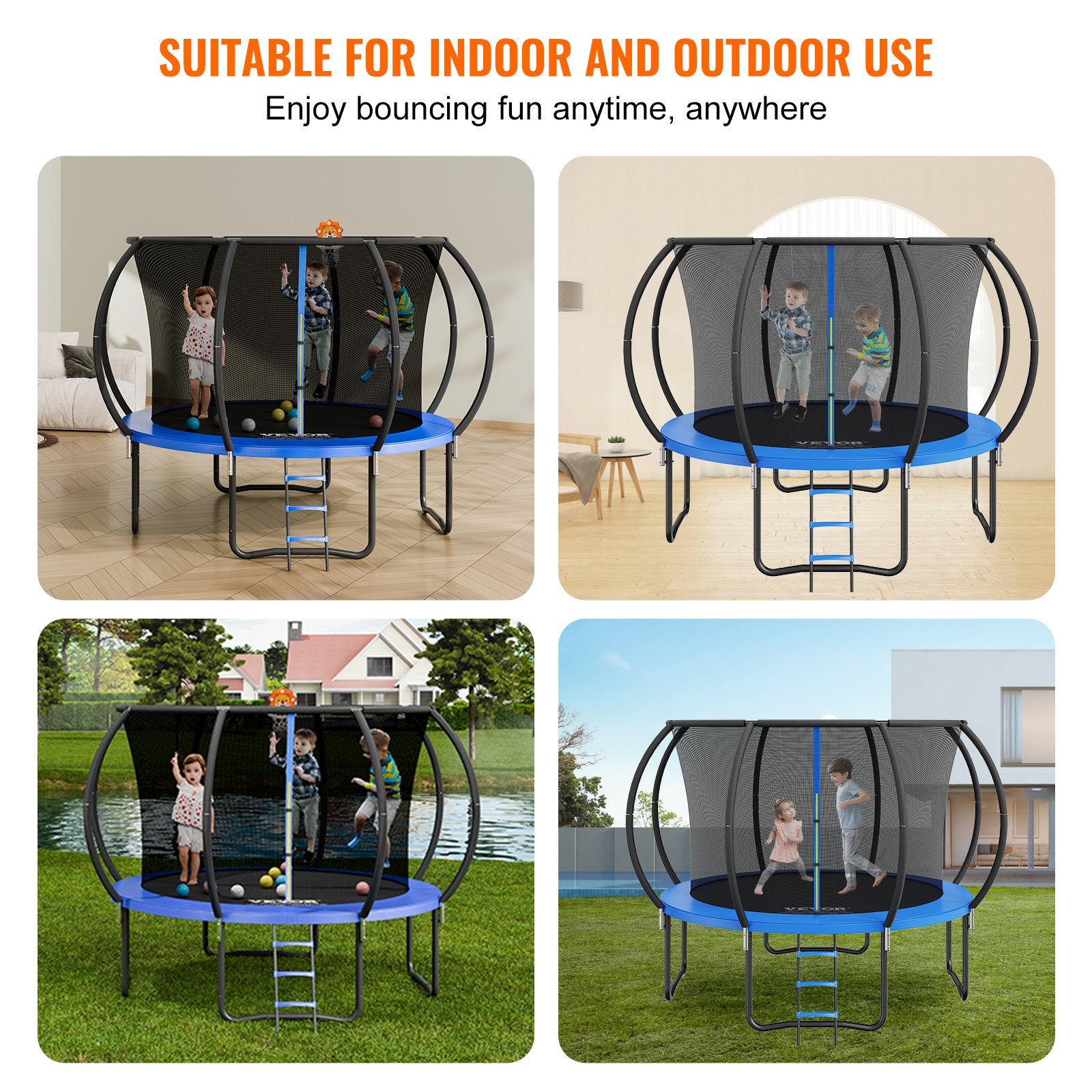 10FT Trampoline, 330 lbs Trampoline with Enclosure Net, Ladder, and Curved Pole, Heavy Duty Trampoline with Jumping Mat and Spring Cover Padding, Outdoor Recreational Trampolines for Kids Adults - Image 6