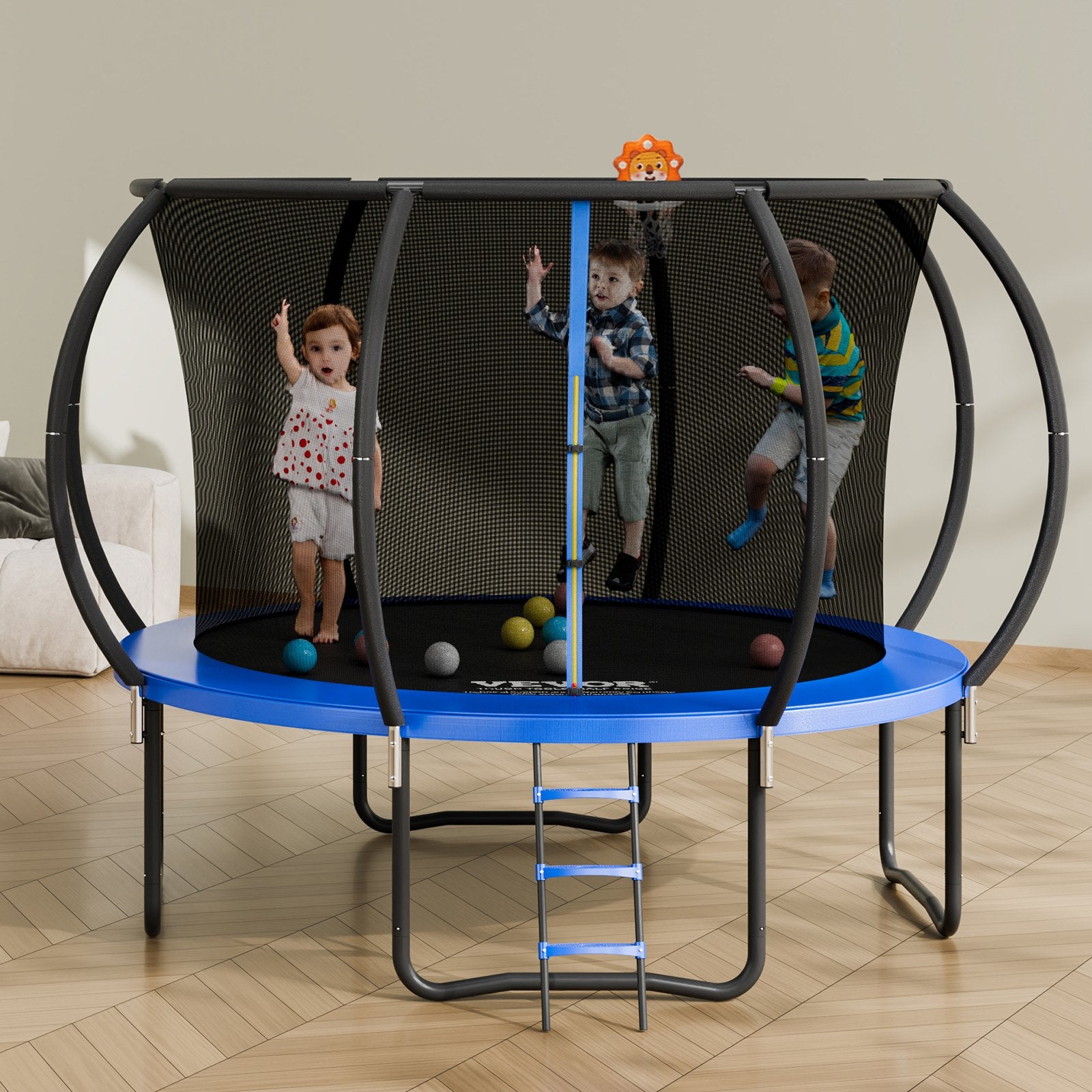 10FT Trampoline, 330 lbs Trampoline with Enclosure Net, Ladder, and Curved Pole, Heavy Duty Trampoline with Jumping Mat and Spring Cover Padding, Outdoor Recreational Trampolines for Kids Adults - Image 8