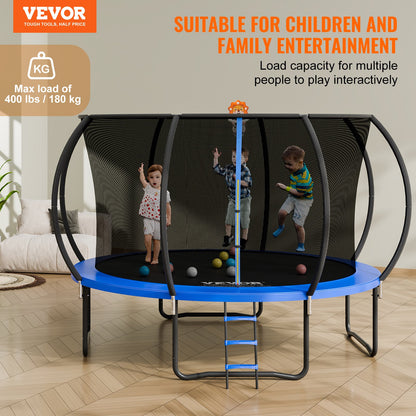 3.66m Trampoline, 181 kg Trampoline with Enclosure Net, Ladder, and Curved Pole, Heavy Duty Trampoline with Jumping Mat and Spring Cover Padding, Outdoor Recreational Trampolines for Kids Adults - Image 2