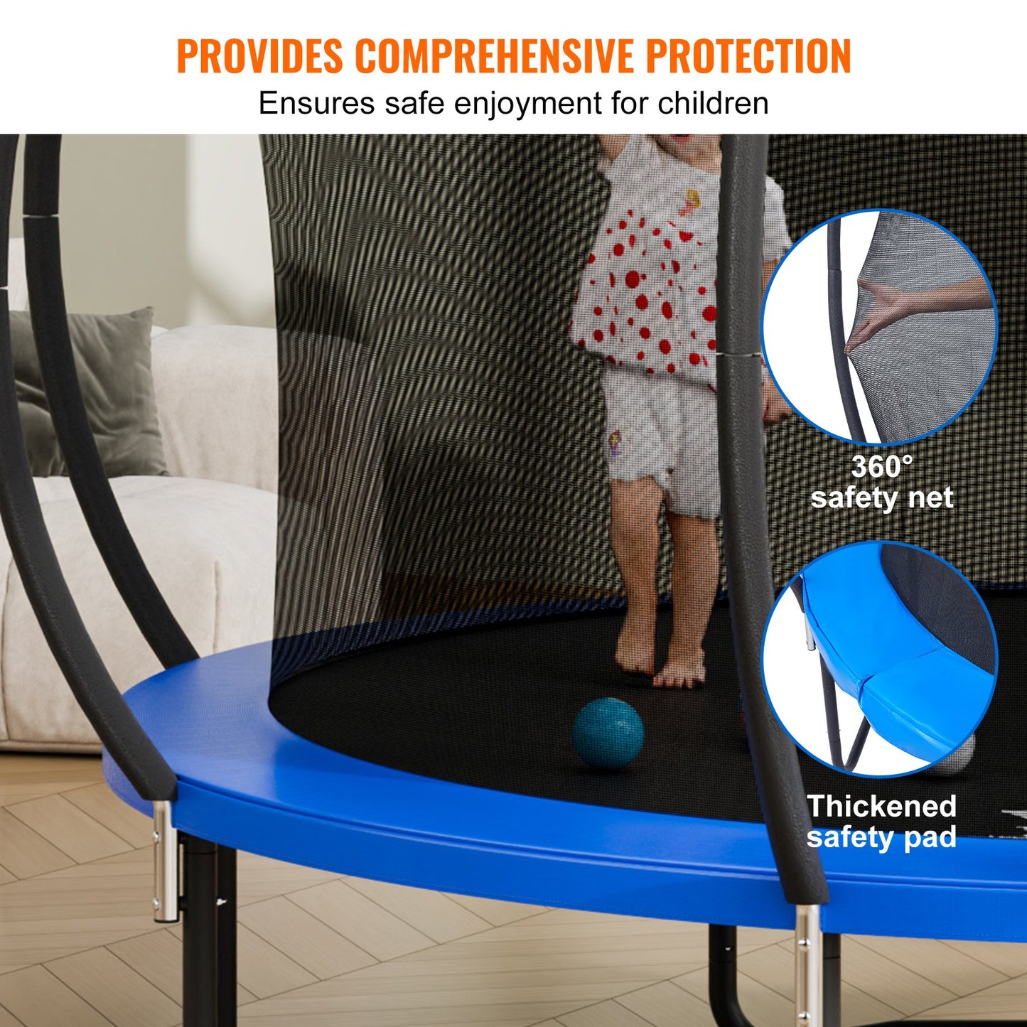 3.66m Trampoline, 181 kg Trampoline with Enclosure Net, Ladder, and Curved Pole, Heavy Duty Trampoline with Jumping Mat and Spring Cover Padding, Outdoor Recreational Trampolines for Kids Adults - Image 5