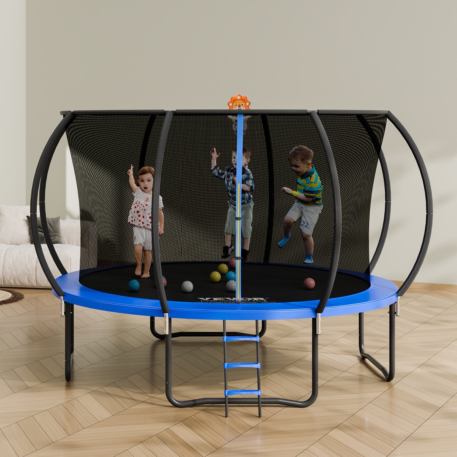 3.66m Trampoline, 181 kg Trampoline with Enclosure Net, Ladder, and Curved Pole, Heavy Duty Trampoline with Jumping Mat and Spring Cover Padding, Outdoor Recreational Trampolines for Kids Adults - Image 8