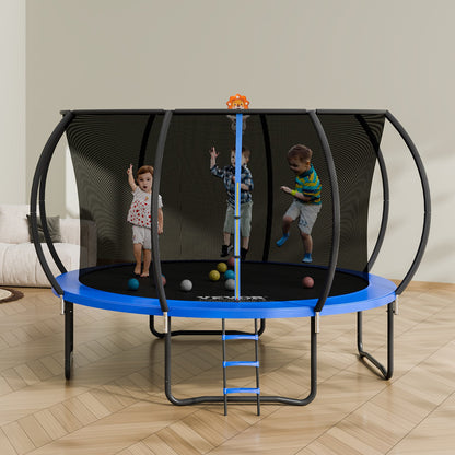3.66m Trampoline, 181 kg Trampoline with Enclosure Net, Ladder, and Curved Pole, Heavy Duty Trampoline with Jumping Mat and Spring Cover Padding, Outdoor Recreational Trampolines for Kids Adults - Image 8
