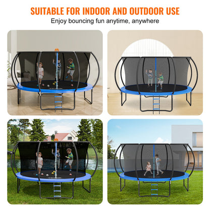 14FT Trampoline, 450 lbs Trampoline with Enclosure Net, Ladder, and Curved Pole, Heavy Duty Trampoline with Jumping Mat and Spring Cover Padding, Outdoor Recreational Trampolines for Kids Adults - Image 6
