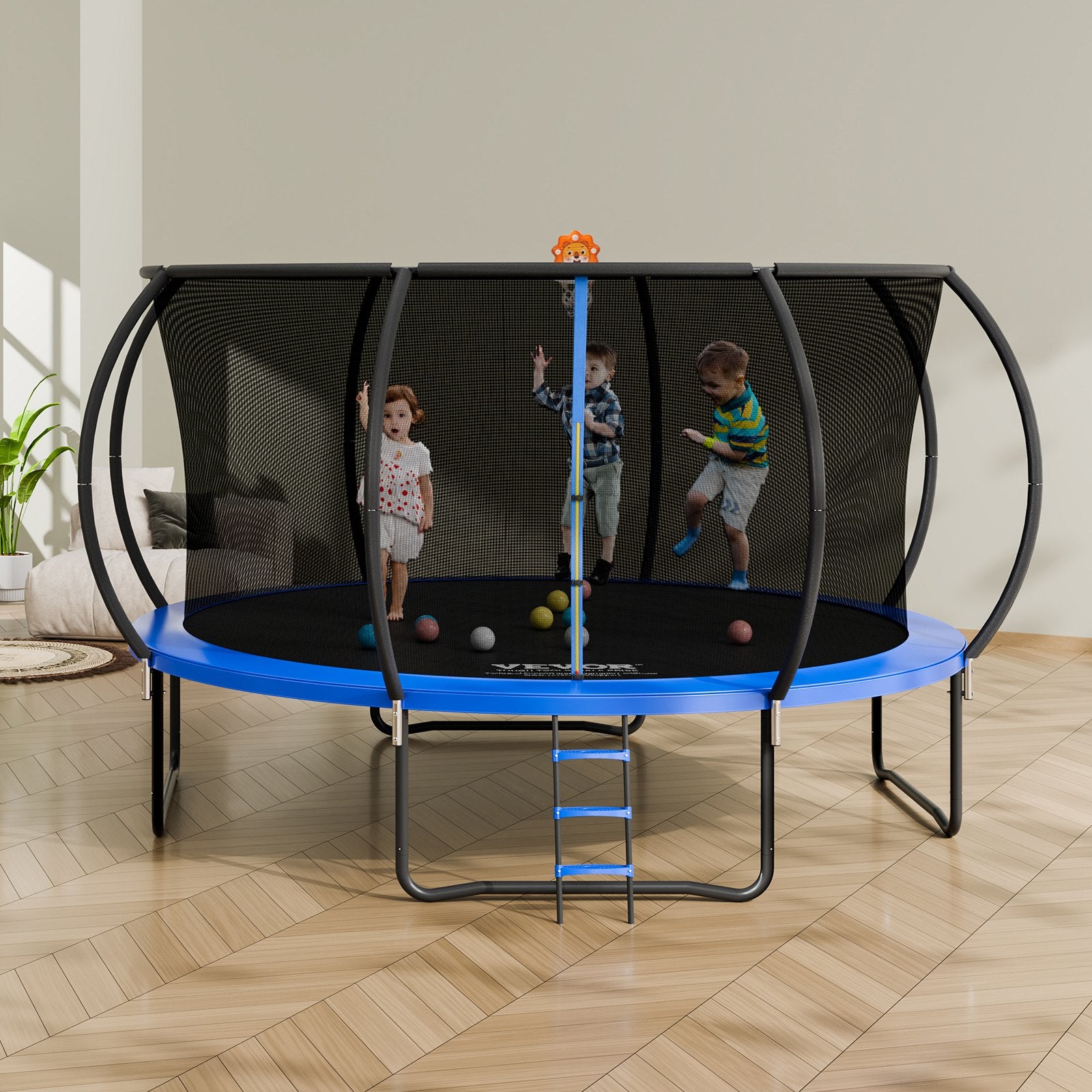 14FT Trampoline, 450 lbs Trampoline with Enclosure Net, Ladder, and Curved Pole, Heavy Duty Trampoline with Jumping Mat and Spring Cover Padding, Outdoor Recreational Trampolines for Kids Adults - Image 8