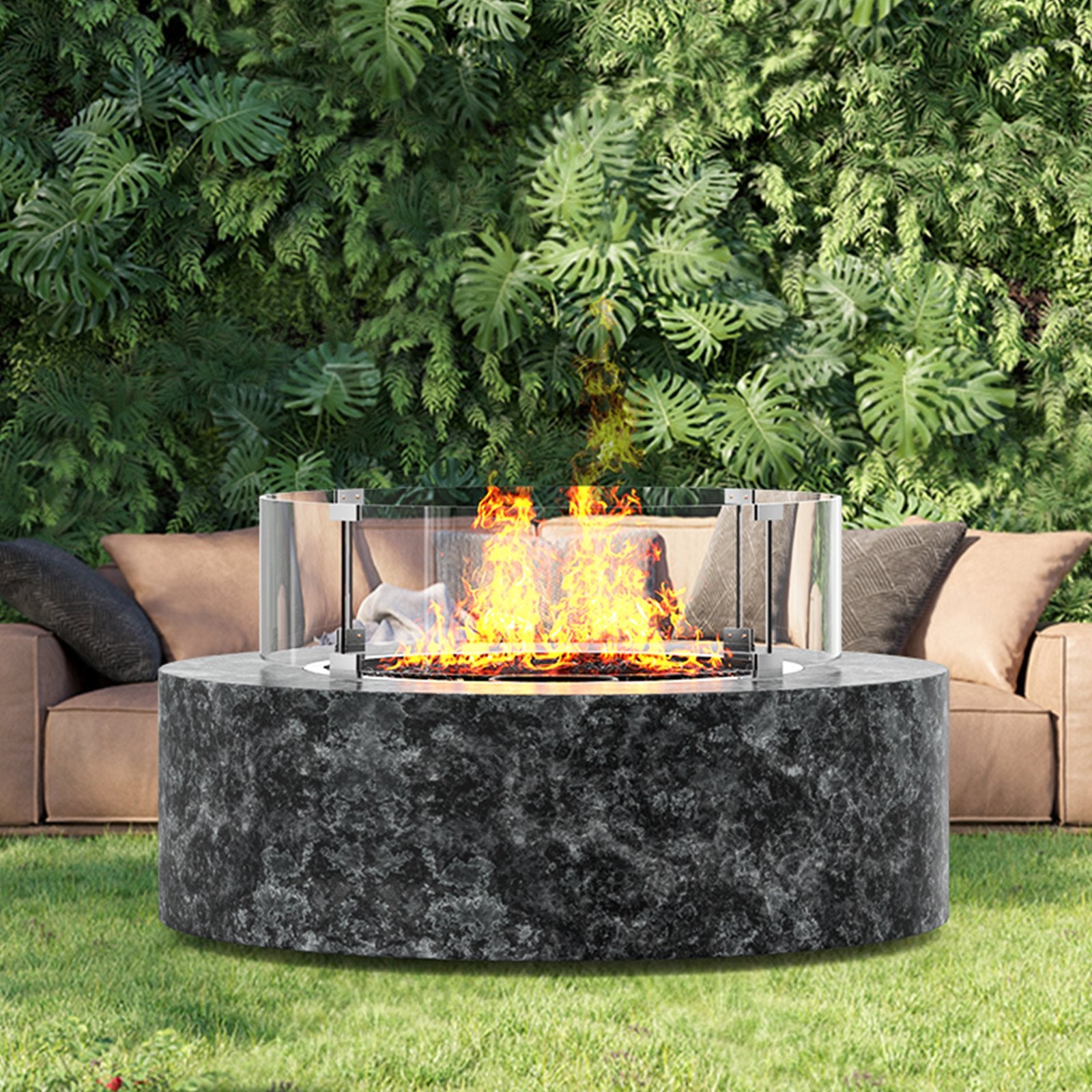Fire Pit Wind Guard, 26 x 26 x 6 Inch Glass Flame Guard, Round Glass Shield, 1/4-Inch Thick Fire Table, Clear Tempered Glass Flame Guard, Steady Feet Tree Pit Guard for Propane, Gas, Outdoor - Image 8