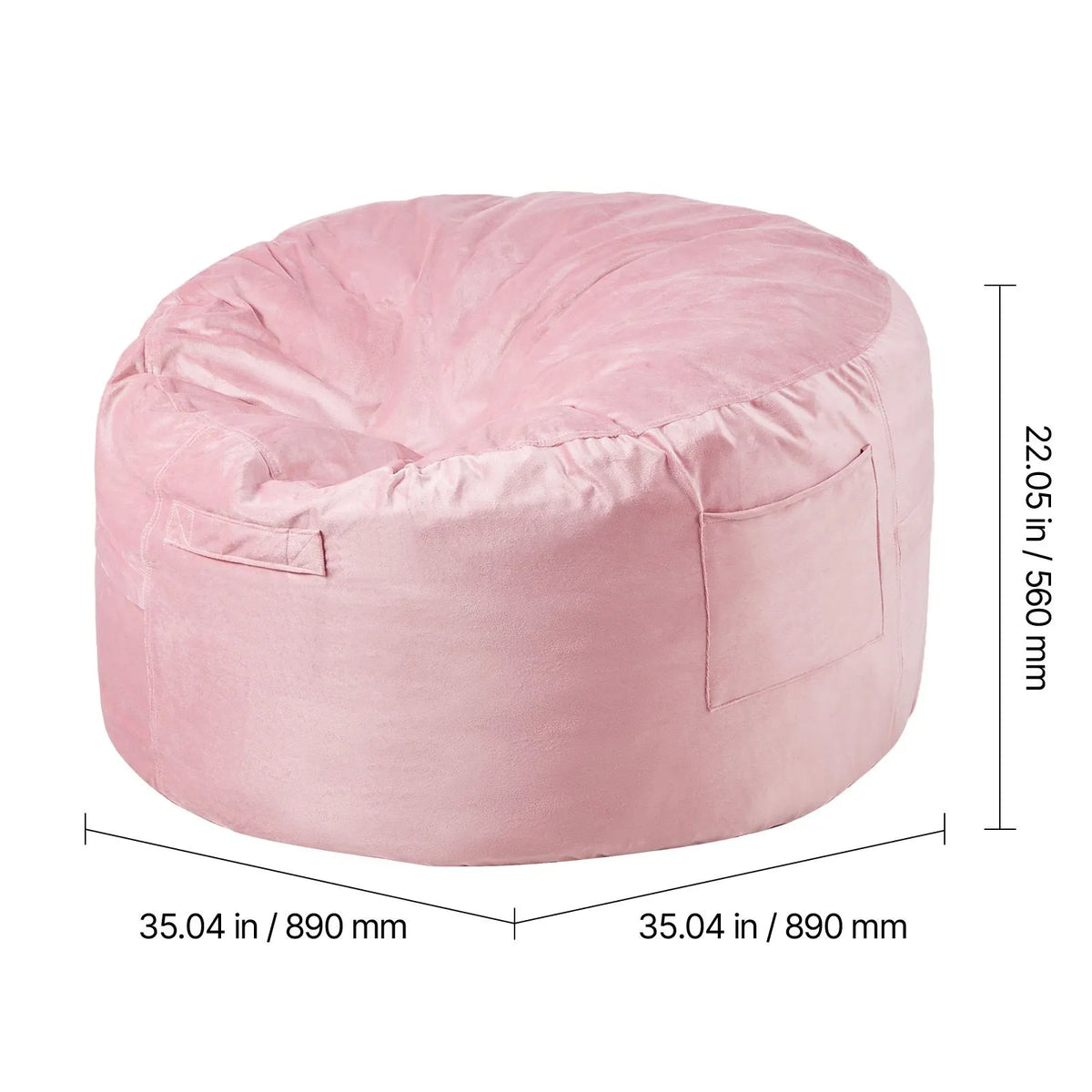 91 cm Round Bean Bag Chair with Removable Cover & Dutch Velvet Pink - Image 8