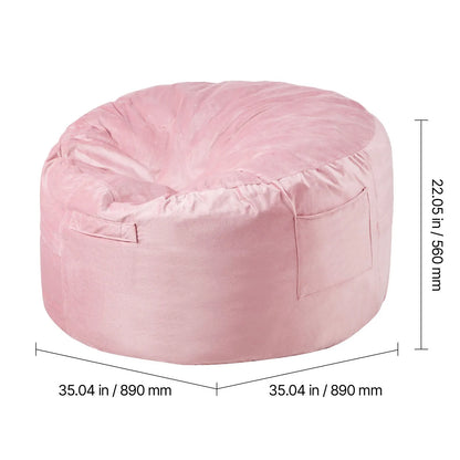 91 cm Round Bean Bag Chair with Removable Cover & Dutch Velvet Pink - Image 8