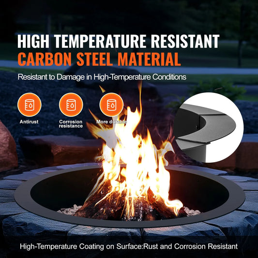 Fire Pit Ring, 40-Inch Outer/36-Inch Inner Diameter, 10inch Height 2.5mm Thick Fire Pit Insert, Heavy Duty Carbon Steel Liner DIY Campfire Ring above or In-Ground, for Outdoor Camping, Bonfires - Image 2