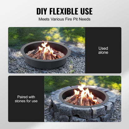 Fire Pit Ring, 40-Inch Outer/36-Inch Inner Diameter, 10inch Height 2.5mm Thick Fire Pit Insert, Heavy Duty Carbon Steel Liner DIY Campfire Ring above or In-Ground, for Outdoor Camping, Bonfires - Image 4