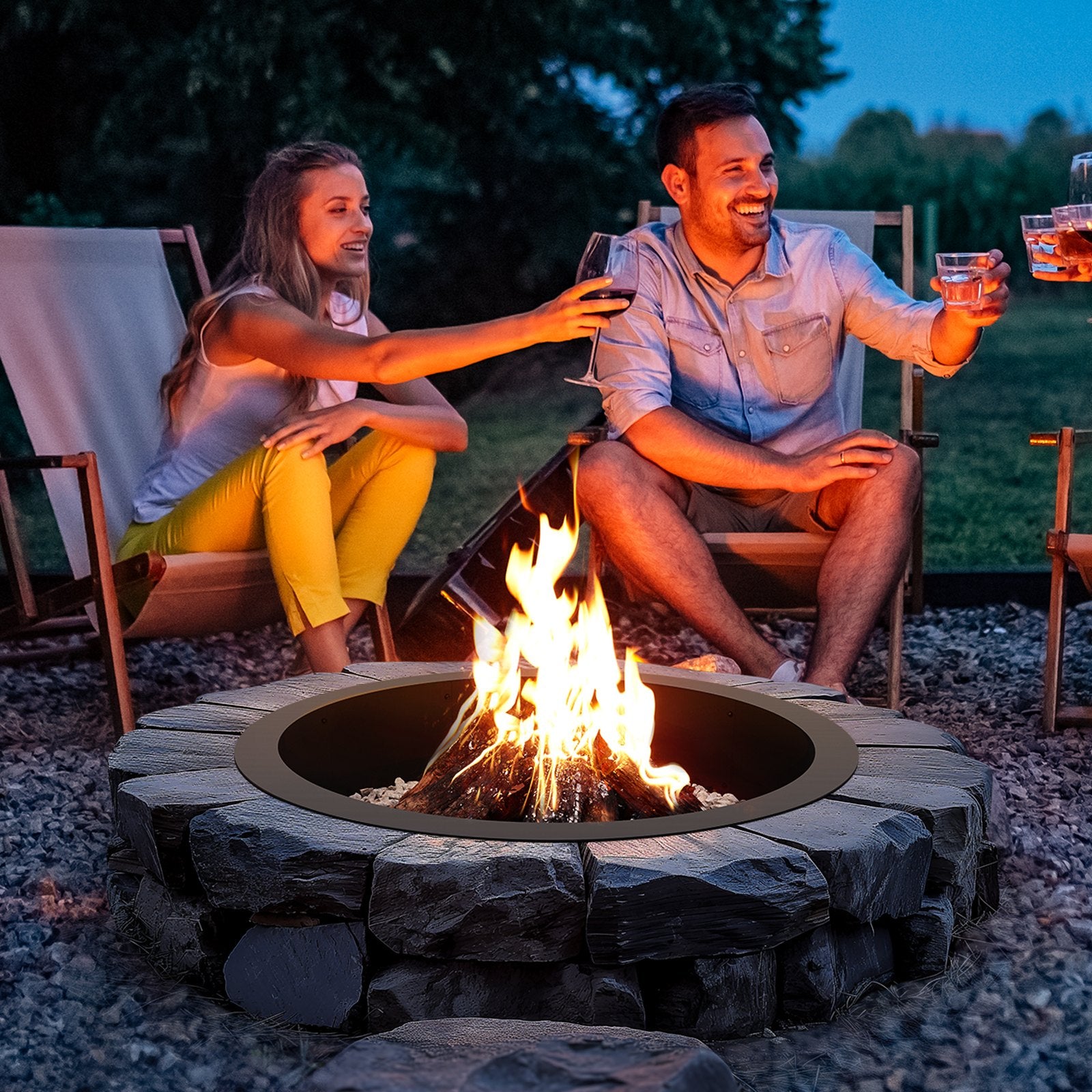 Fire Pit Ring, 40-Inch Outer/36-Inch Inner Diameter, 10inch Height 2.5mm Thick Fire Pit Insert, Heavy Duty Carbon Steel Liner DIY Campfire Ring above or In-Ground, for Outdoor Camping, Bonfires - Image 8