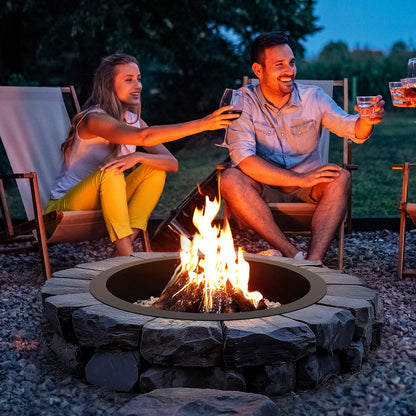 Fire Pit Ring, 40-Inch Outer/36-Inch Inner Diameter, 10inch Height 2.5mm Thick Fire Pit Insert, Heavy Duty Carbon Steel Liner DIY Campfire Ring above or In-Ground, for Outdoor Camping, Bonfires - Image 8