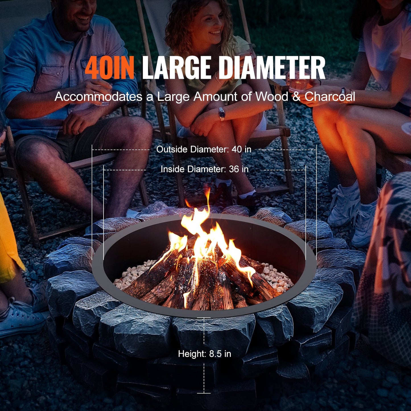 Fire Pit Ring Round Inner Steel Liner DIY Campfire Firepit - Image 3