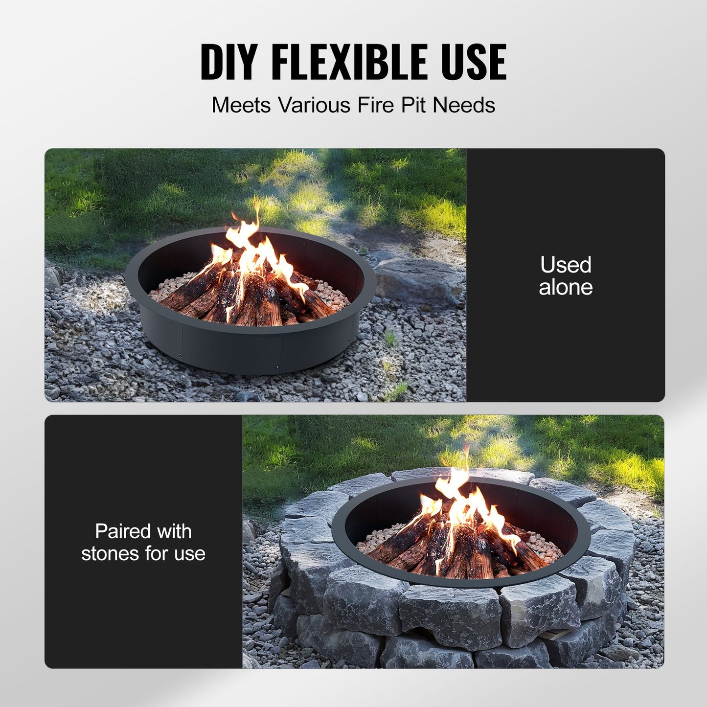 Fire Pit Ring Round Inner Steel Liner DIY Campfire Firepit - Image 4