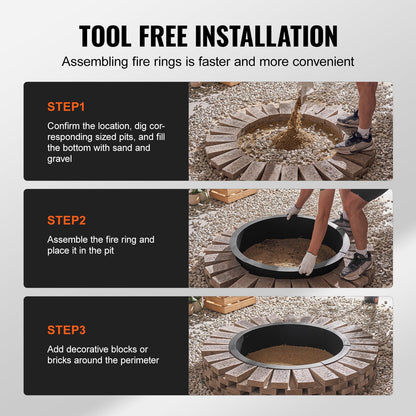 Fire Pit Ring Round Inner Steel Liner DIY Campfire Firepit - Image 5