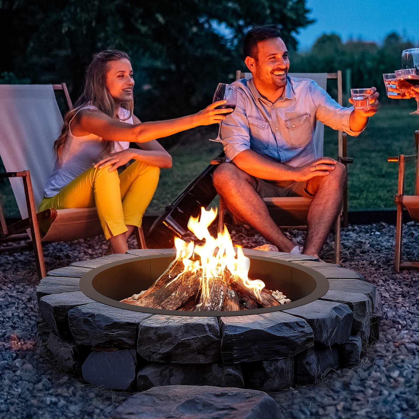 Fire Pit Ring Round Inner Steel Liner DIY Campfire Firepit - Image 8