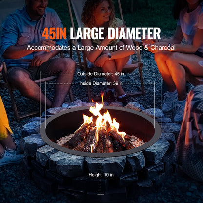 Fire Pit Ring Round 45 Inch Outer Steel Liner DIY Campfire Ring Firepit - Image 3