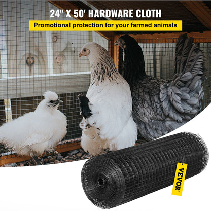 Hardware Cloth, 24\" x50\' & 1\"x1\" Mesh Size, Galvanized Steel Vinyl Coated 16 Gauge Welded Wire with A Cutting Plier & A Pair of Fabric Gloves, for Garden Fencing & Pet Enclosures, Black - Image 2