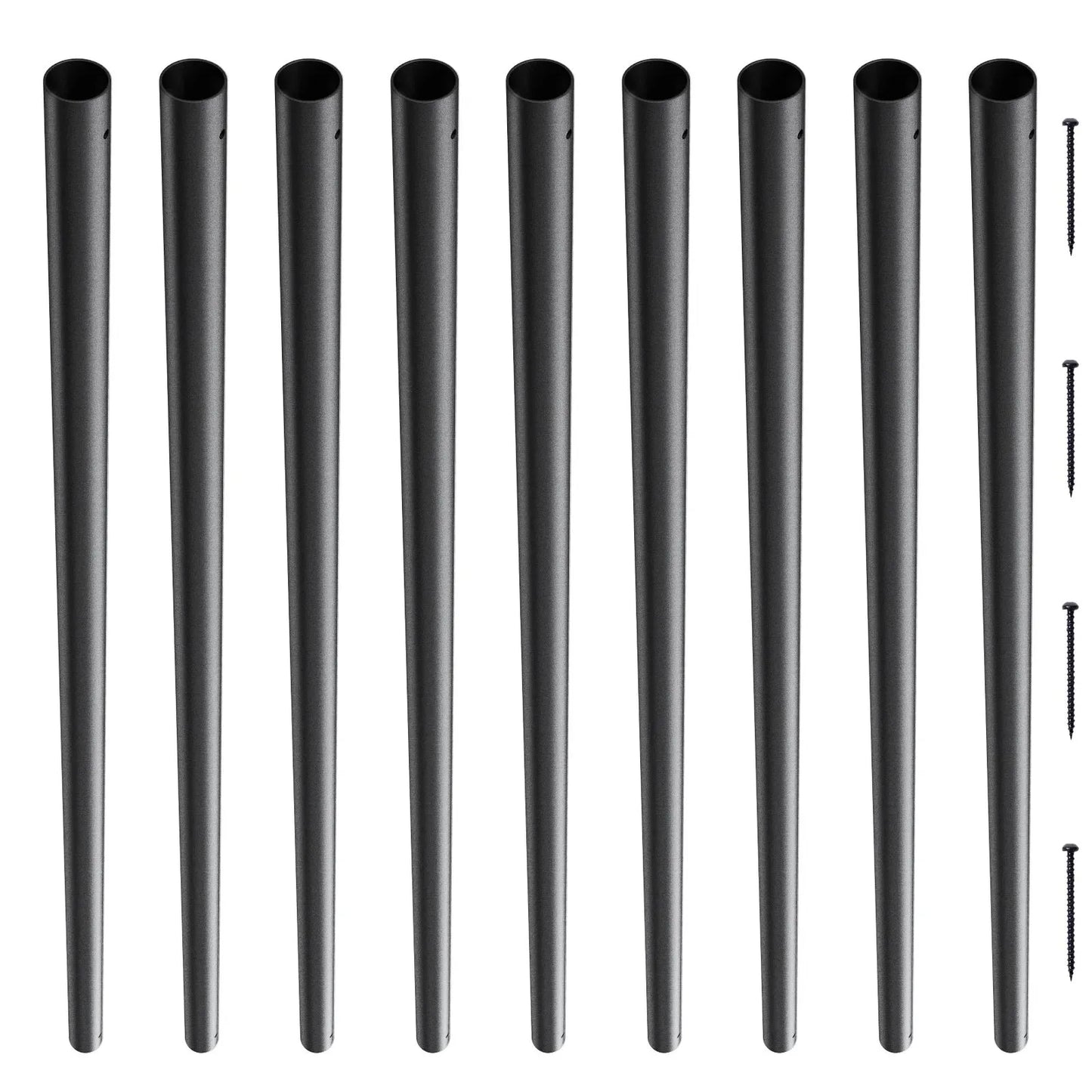 Staircase Metal Balusters, 3/4'' Round x 32'' Long Aluminum Decorative Banister Spindles, 101 Pack Deck Baluster with Screws, Classic Hollow Deck Railing Satin Black Powder Coated for Porch