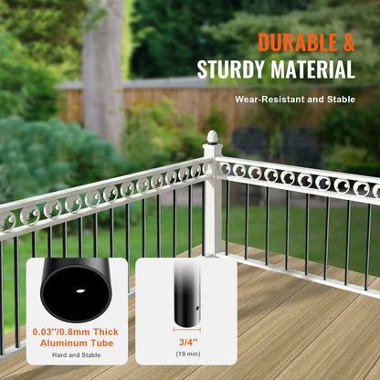 Staircase Metal Balusters, 3/4'' Round x 32'' Long Aluminum Decorative Banister Spindles, 101 Pack Deck Baluster with Screws, Classic Hollow Deck Railing Satin Black Powder Coated for Porch - Image 2