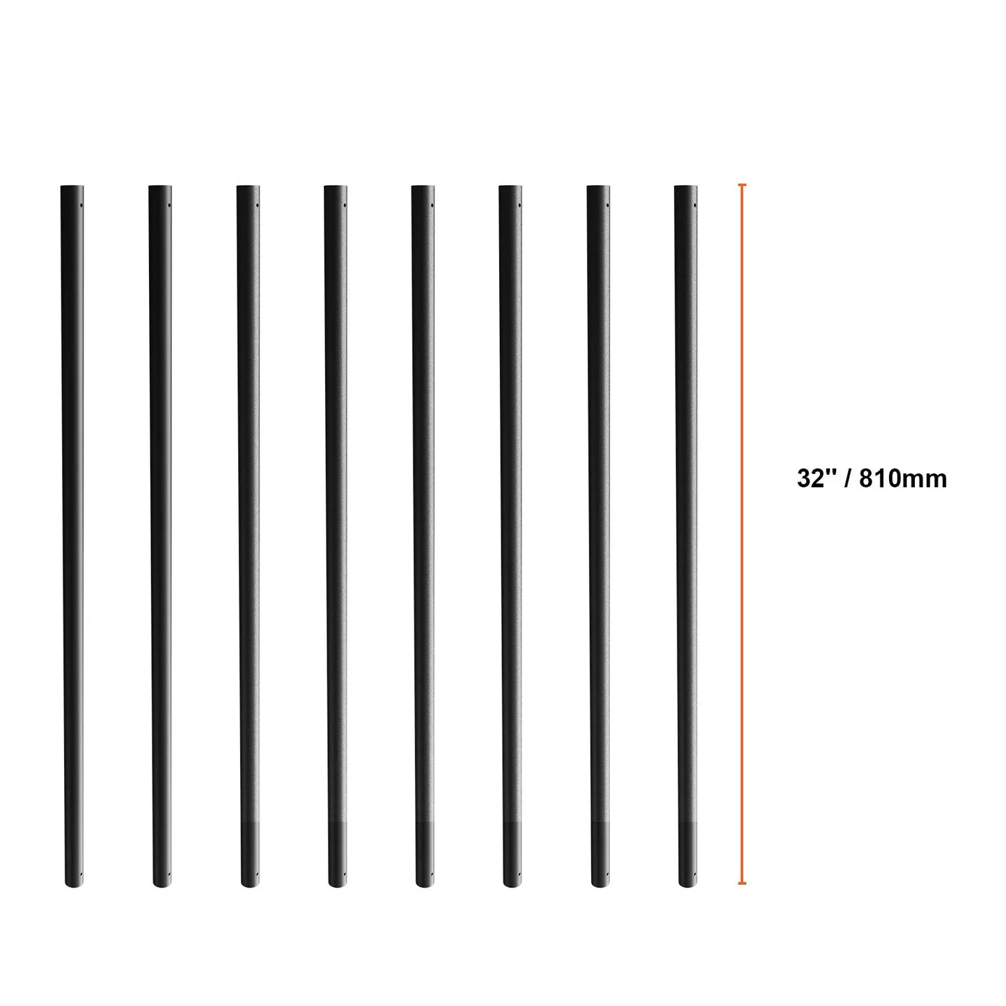 Staircase Metal Balusters, 3/4'' Round x 32'' Long Aluminum Decorative Banister Spindles, 101 Pack Deck Baluster with Screws, Classic Hollow Deck Railing Satin Black Powder Coated for Porch - Image 8