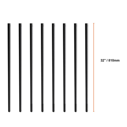 Staircase Metal Balusters, 3/4'' Round x 32'' Long Aluminum Decorative Banister Spindles, 101 Pack Deck Baluster with Screws, Classic Hollow Deck Railing Satin Black Powder Coated for Porch - Image 8