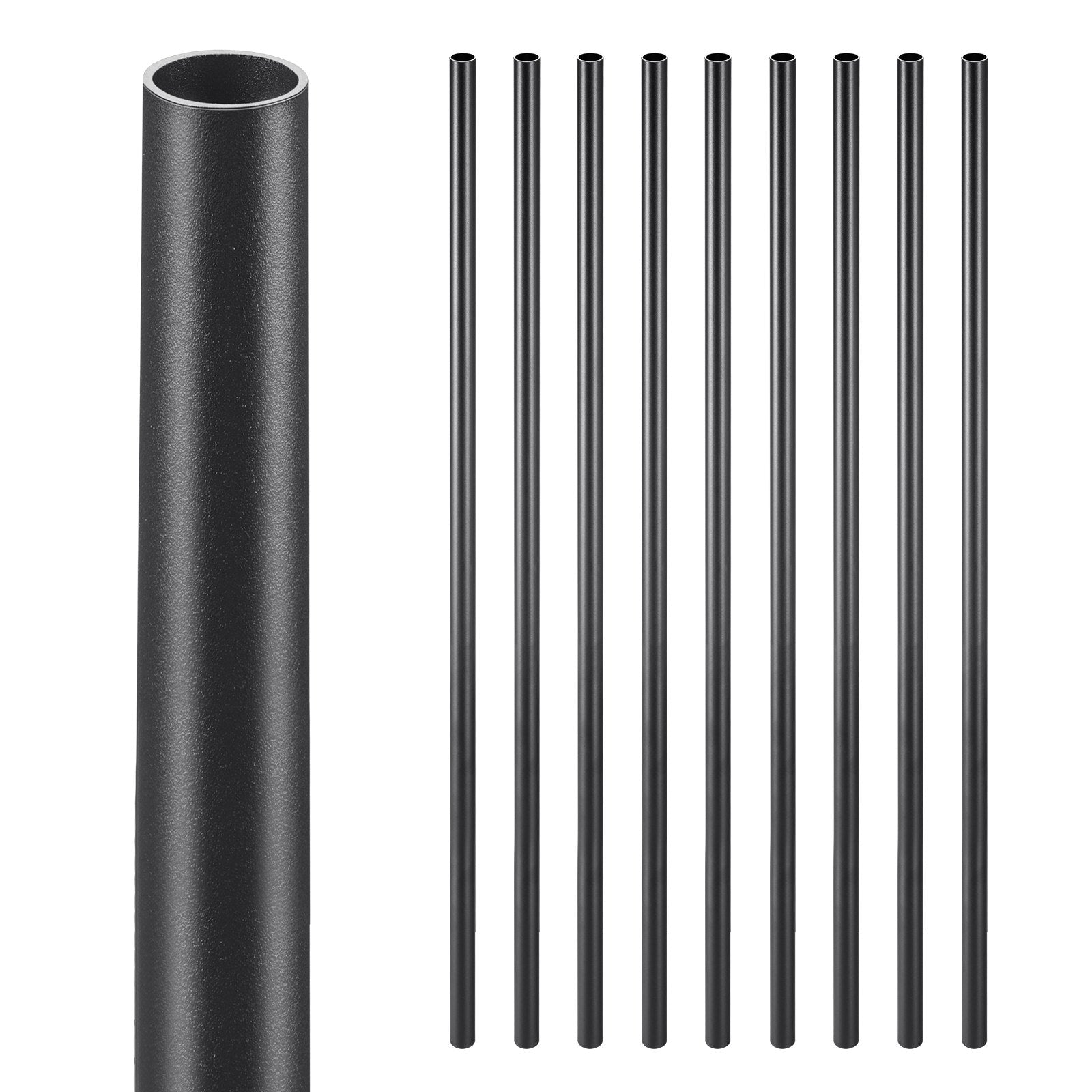 Staircase Balusters 51 Pack, 813 mm Aluminum Stair Balusters, 19 mm Water-Proof Round Metal Spindle Railing, Hollow Deck Railing with Rail Caps & Screws for Stairs, Porch, Patio, Matte Black