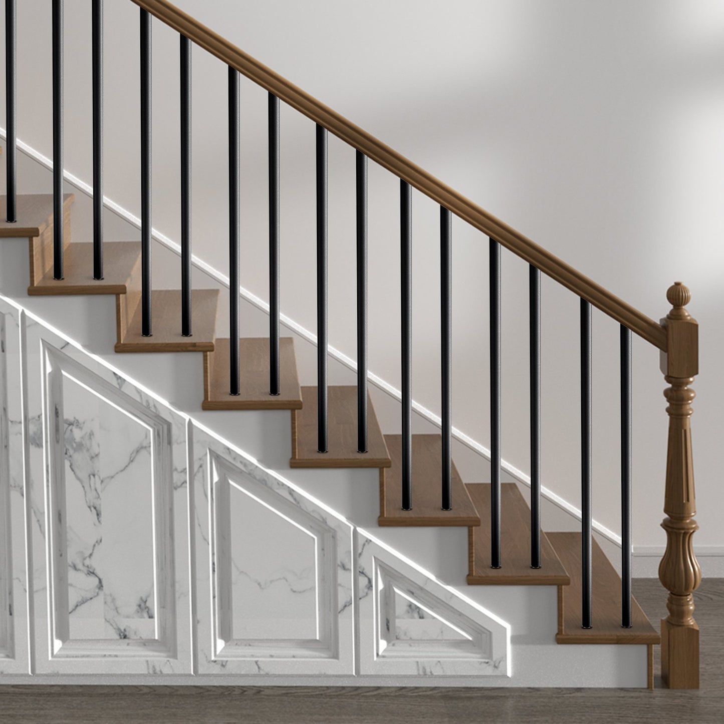 Staircase Balusters 51 Pack, 813 mm Aluminum Stair Balusters, 19 mm Water-Proof Round Metal Spindle Railing, Hollow Deck Railing with Rail Caps & Screws for Stairs, Porch, Patio, Matte Black - Image 8